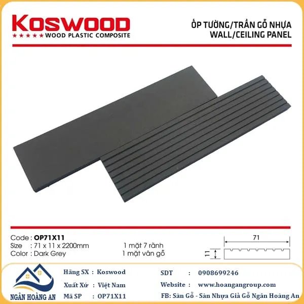 Thanh Lam Đa Năng Gỗ Nhựa Ngoài Trời Kosmos OP71X11 Dark Grey